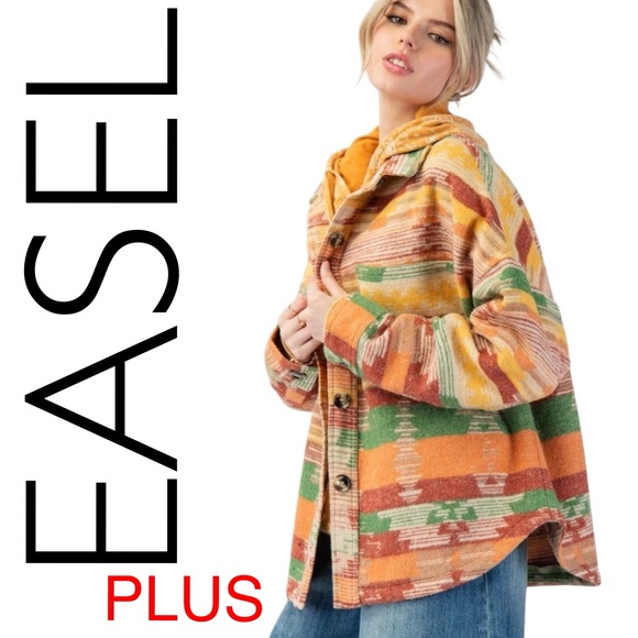 easel Jackets & Blazers - 629:  EASEL PLUS SIZE NWT JACKET/SHACKET RUST GREEN (OCL)